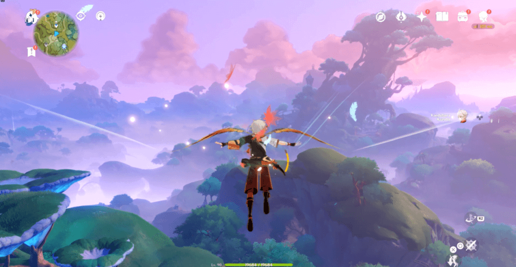 Genshin Impact character flying in air